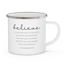 Enamel Camping Mug, Believe In Yourself - Black