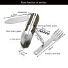 7 In 1 Multifunctional Outdoor Tableware Stainless Steel Foldable Fork, Spoon, Knife Combo