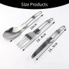 3pcs Foldable Ultralight Fork Spoon Knife Stainless Steel Flatware