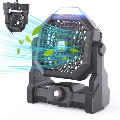 Ambitelligence Battery Operated Fan, 10400mAh Camping Fan Rechargeable, Portable Fan With LED Lantern, USB Battery Powered Tent Fan For Camping With H