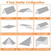 Waterproof Camping Tarp Kit / Tent Canopy Rain Fly / Awning Shelter for Outdoor UV Protection